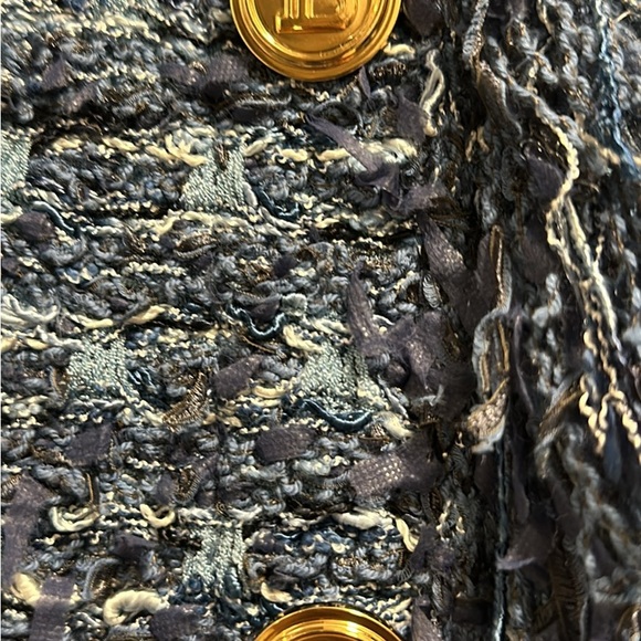 Balmain Beautiful multicolour blue tweed and fringe blazer! - Picture 9 of 11